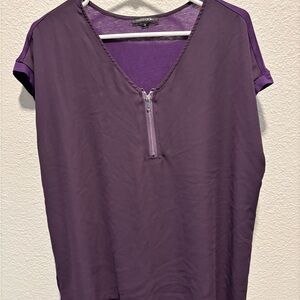 Papermoon Purple Zip-Front Short Sleeve Top